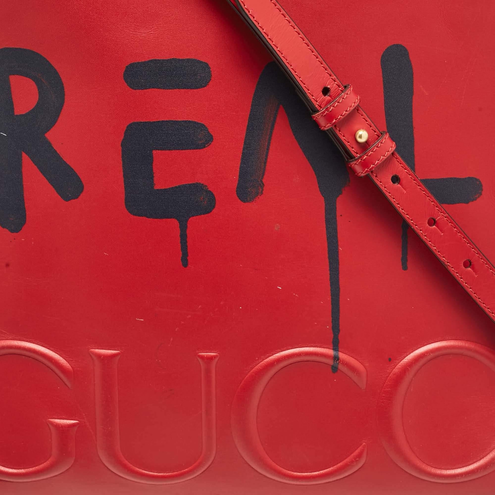 Gucci Red Leather Ghost Tote 1