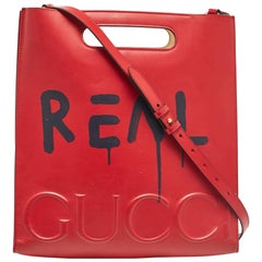 Gucci Red Leather Ghost Tote