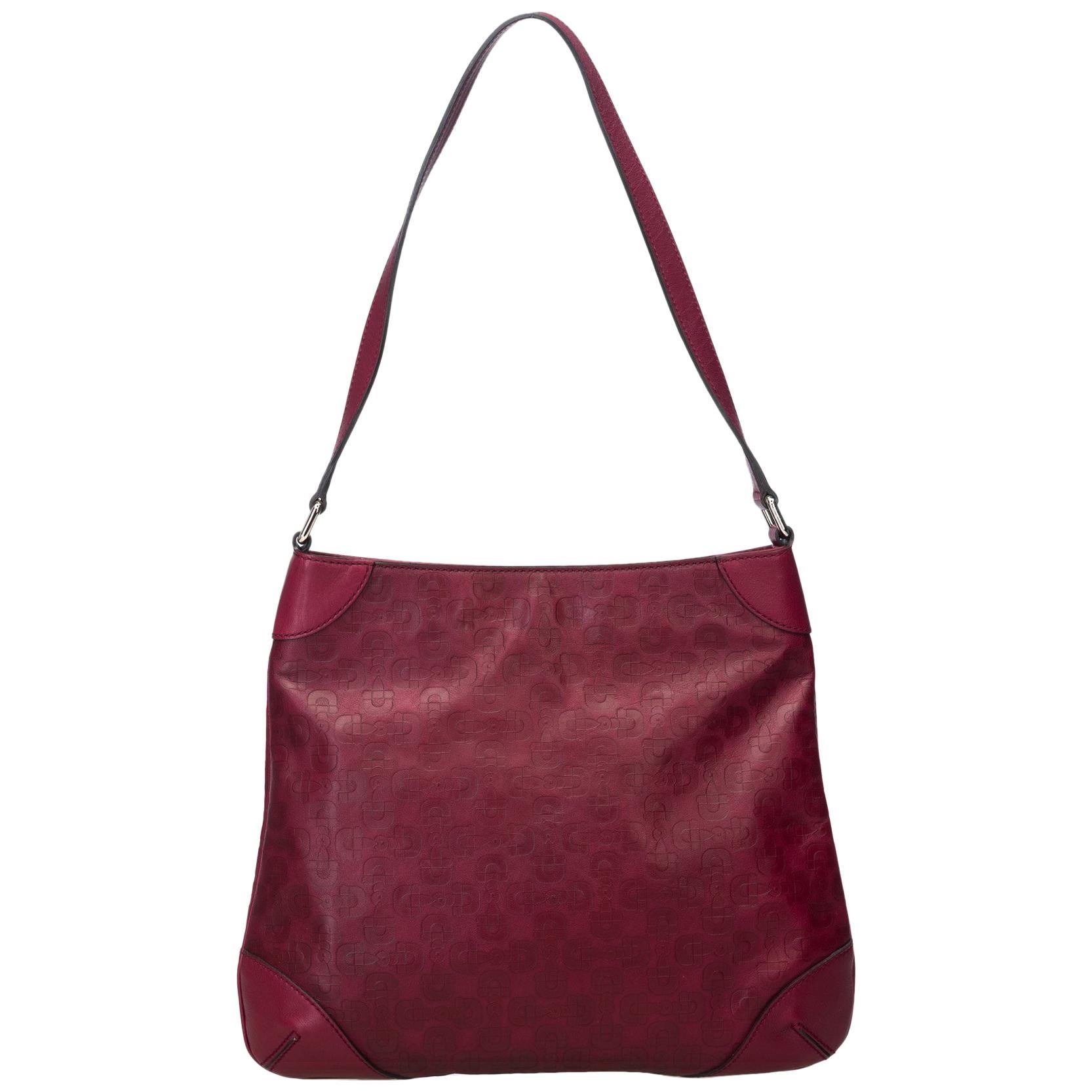 Gucci Red  Leather Horsebit Hobo Bag Italy w/ Dust Bag