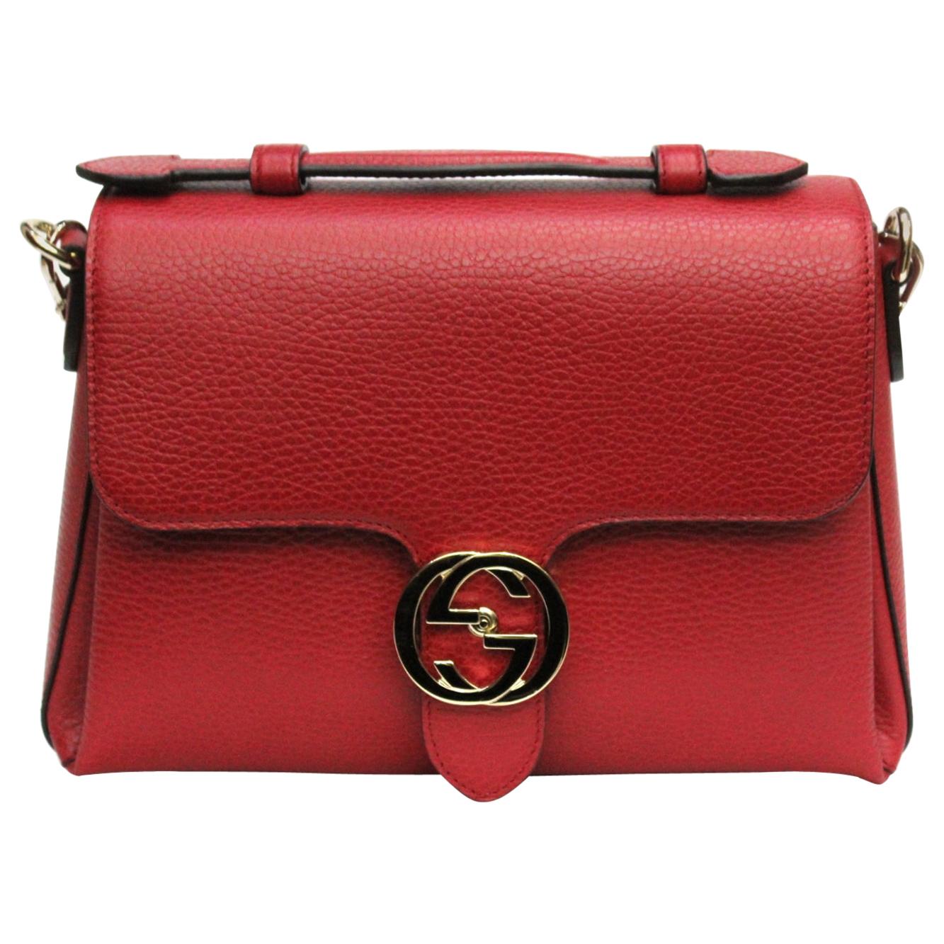 Gucci Red Leather Interlocking Bag