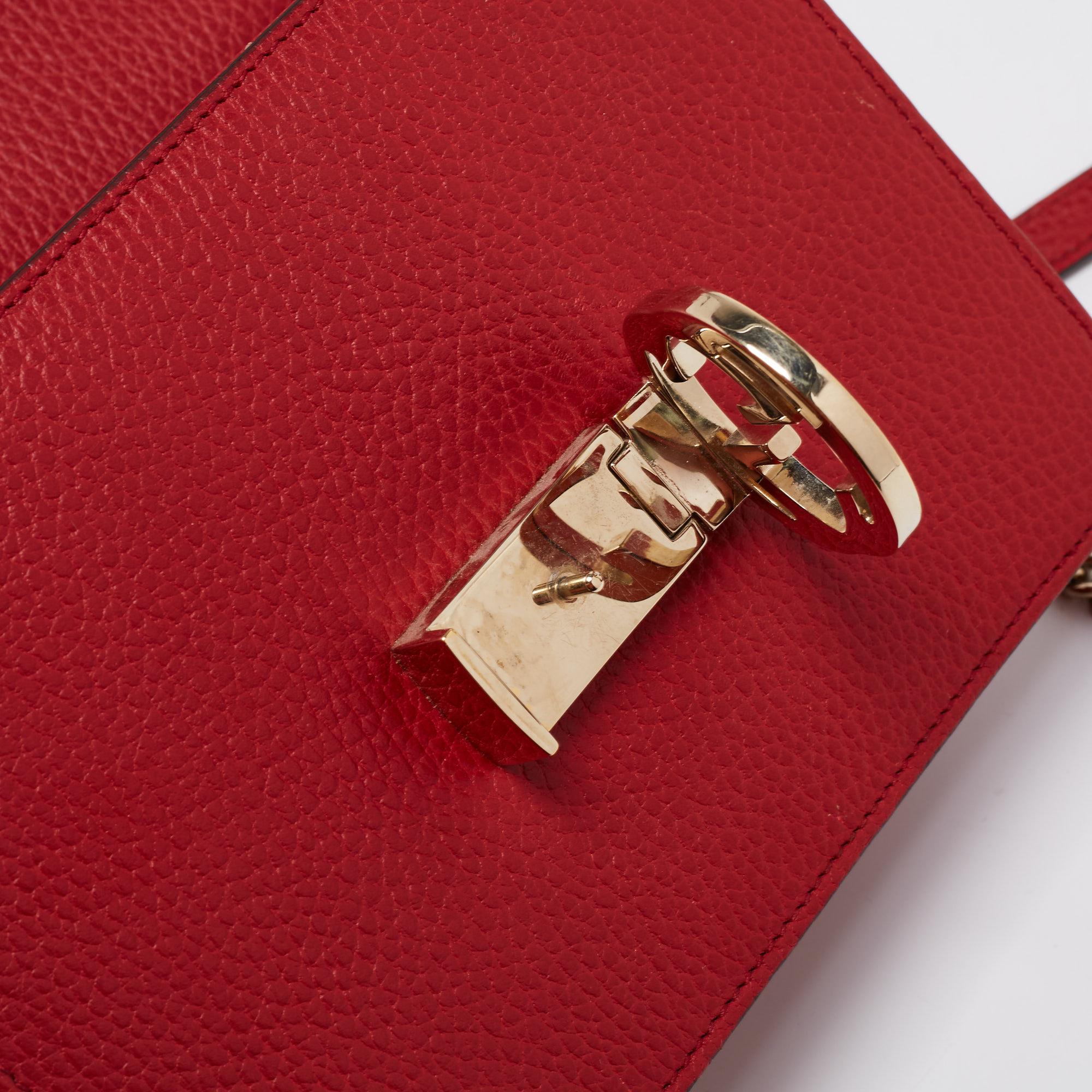 Gucci Red Leather Interlocking G Chain Shoulder Bag 5