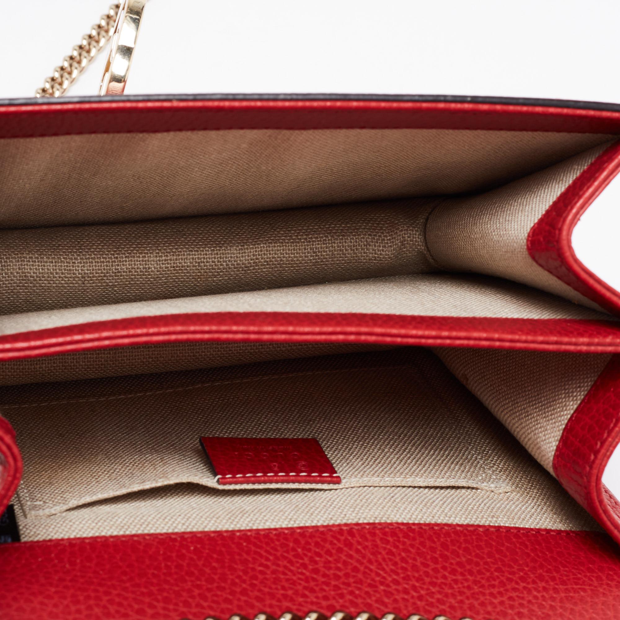 Women's Gucci Red Leather Interlocking G Chain Shoulder Bag