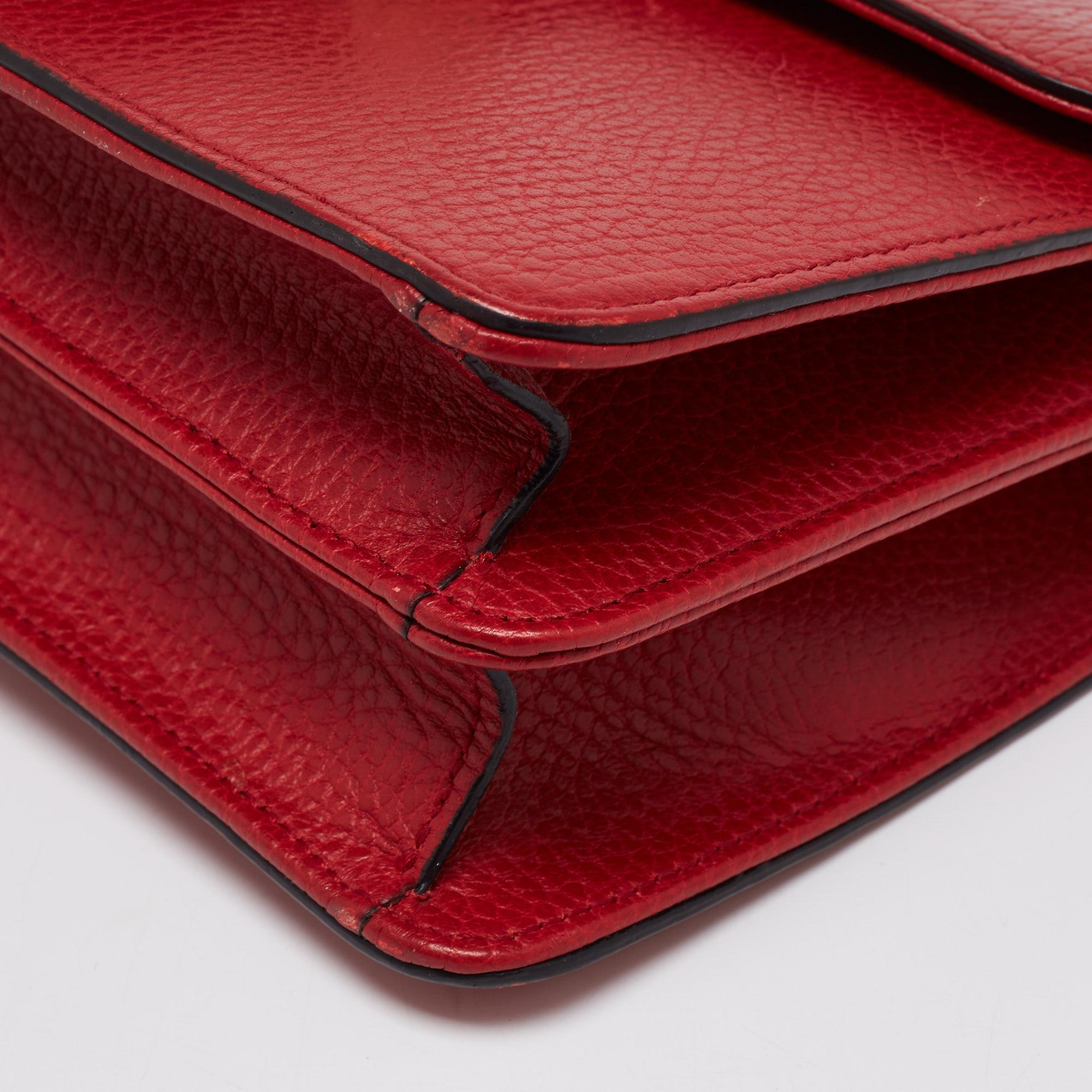 Gucci Red Leather Interlocking G Chain Shoulder Bag 2