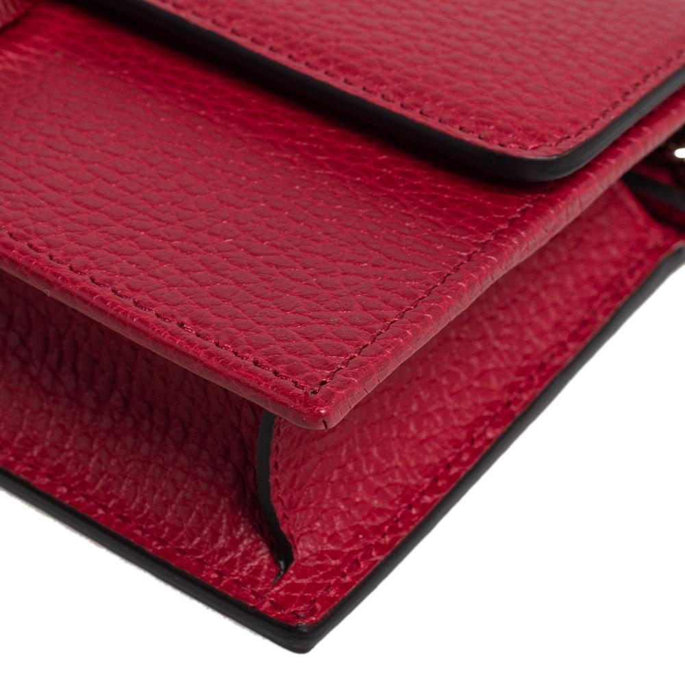 Gucci Red Leather Interlocking G Wallet on Chain 1