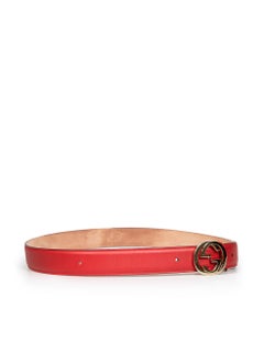 Gucci Red Leather Interlocking GG Belt