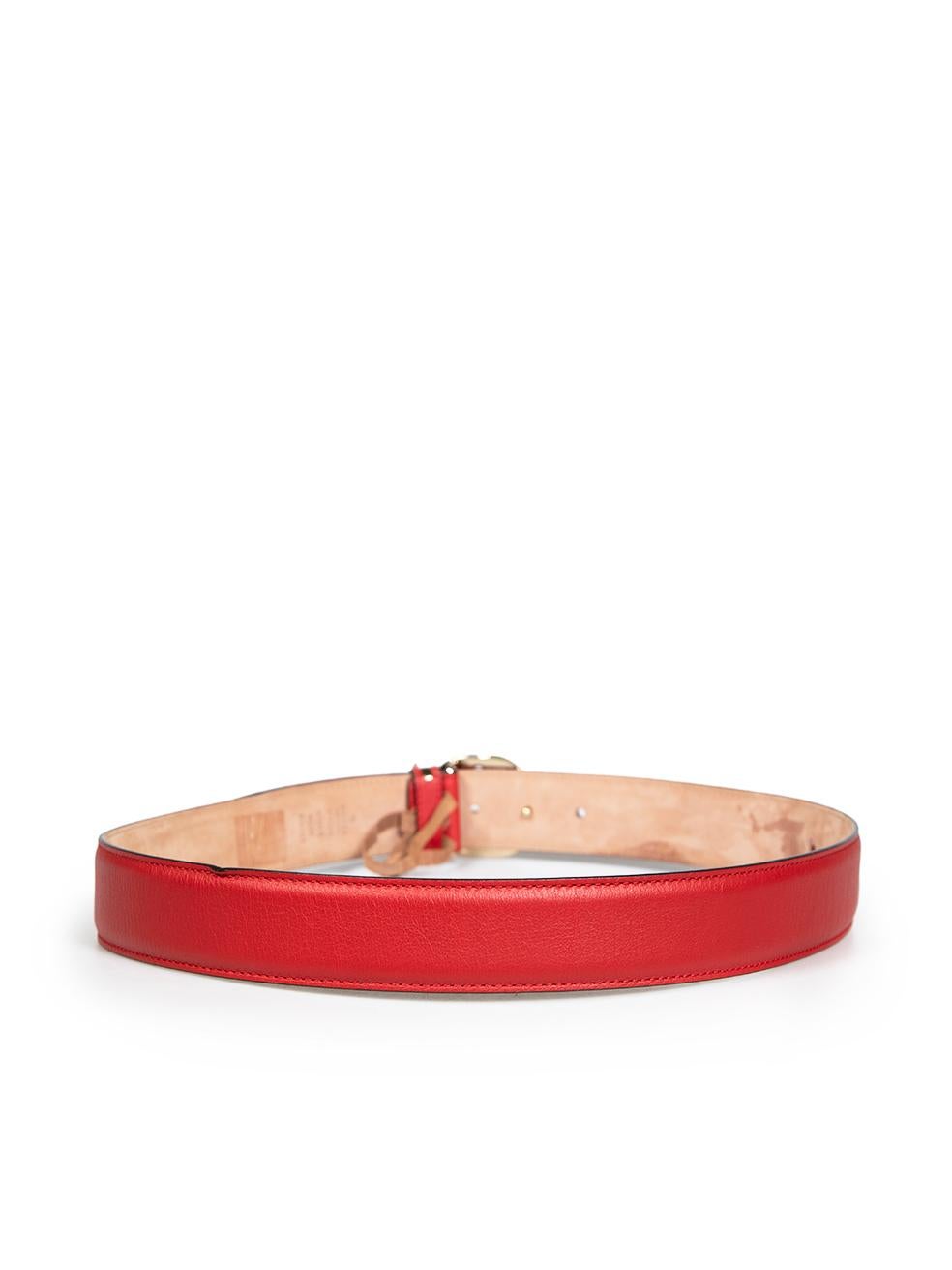 Gucci Roter ineinandergreifender GG-Gürtel aus Leder im Zustand „Gut“ im Angebot in London, GB