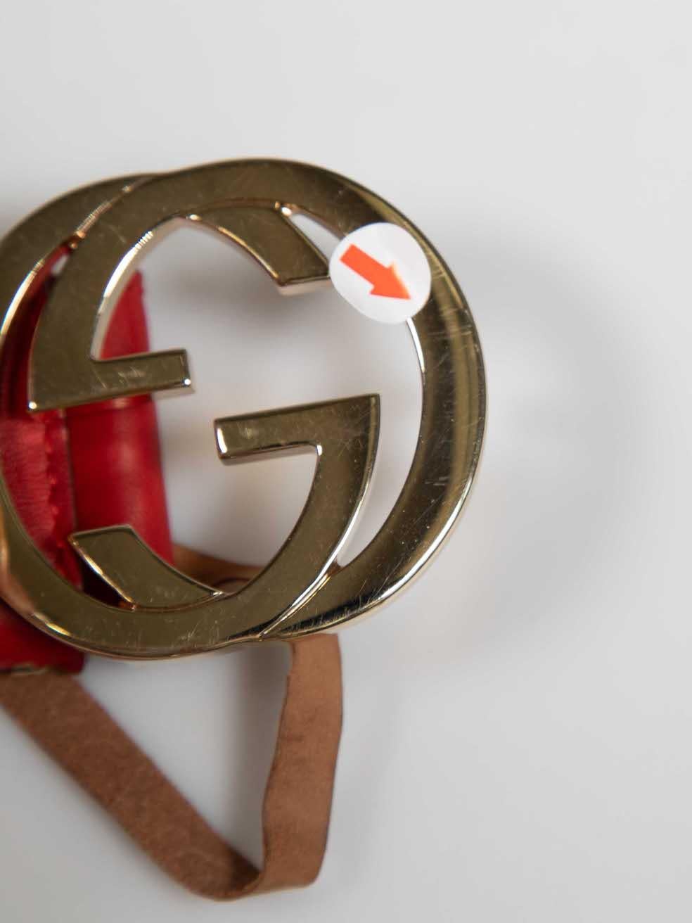Gucci Red Leather Interlocking GG Belt For Sale 4