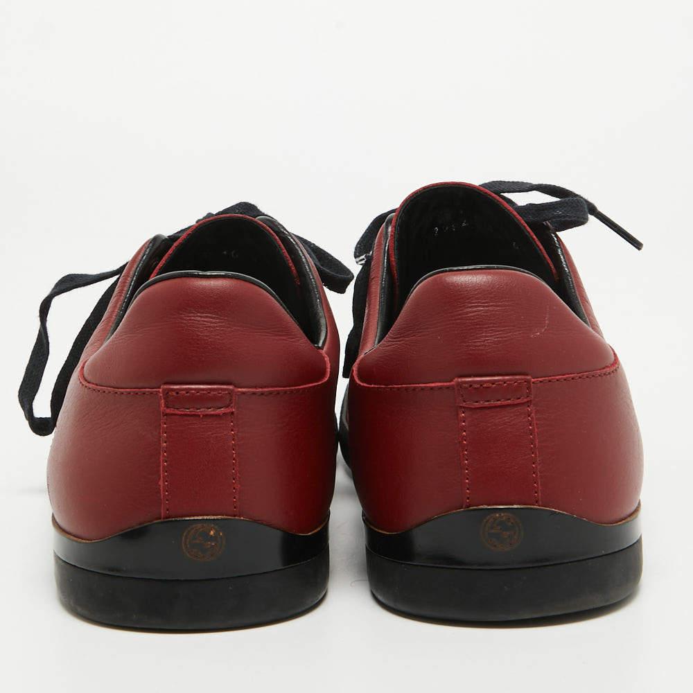 Gucci Red Leather Interlocking Low Top Sneakers Size 44 For Sale 1