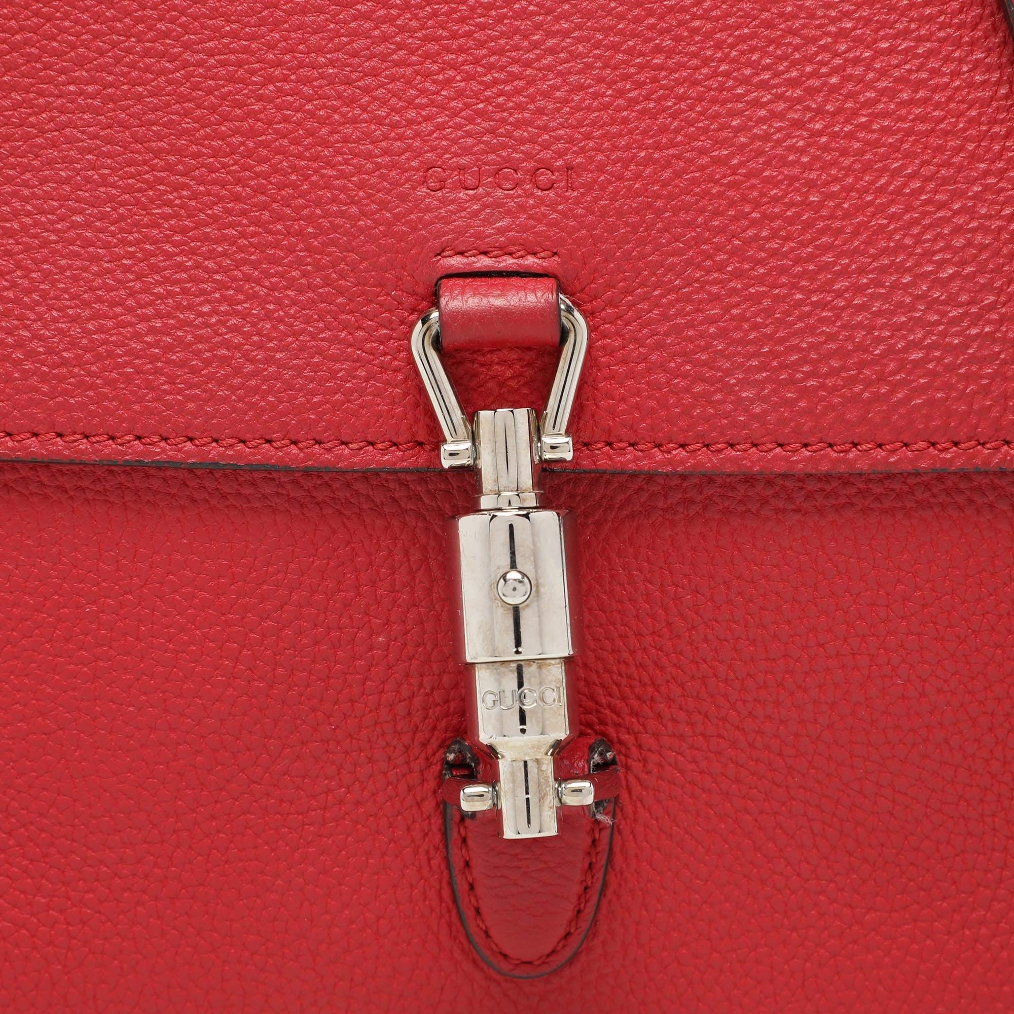 Gucci Red Leather Jackie Flap Shoulder Bag 1