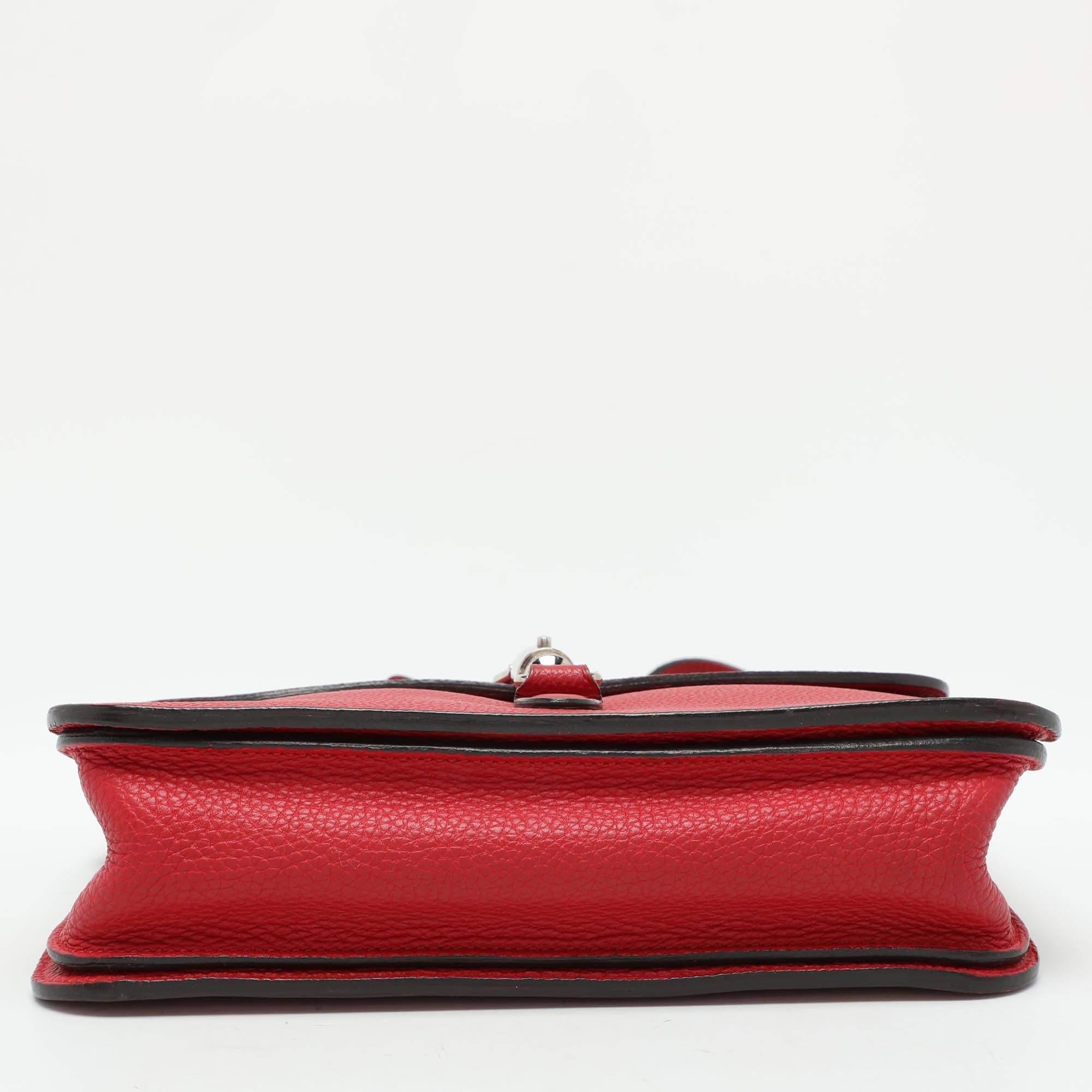 Gucci Red Leather Jackie Flap Shoulder Bag 4