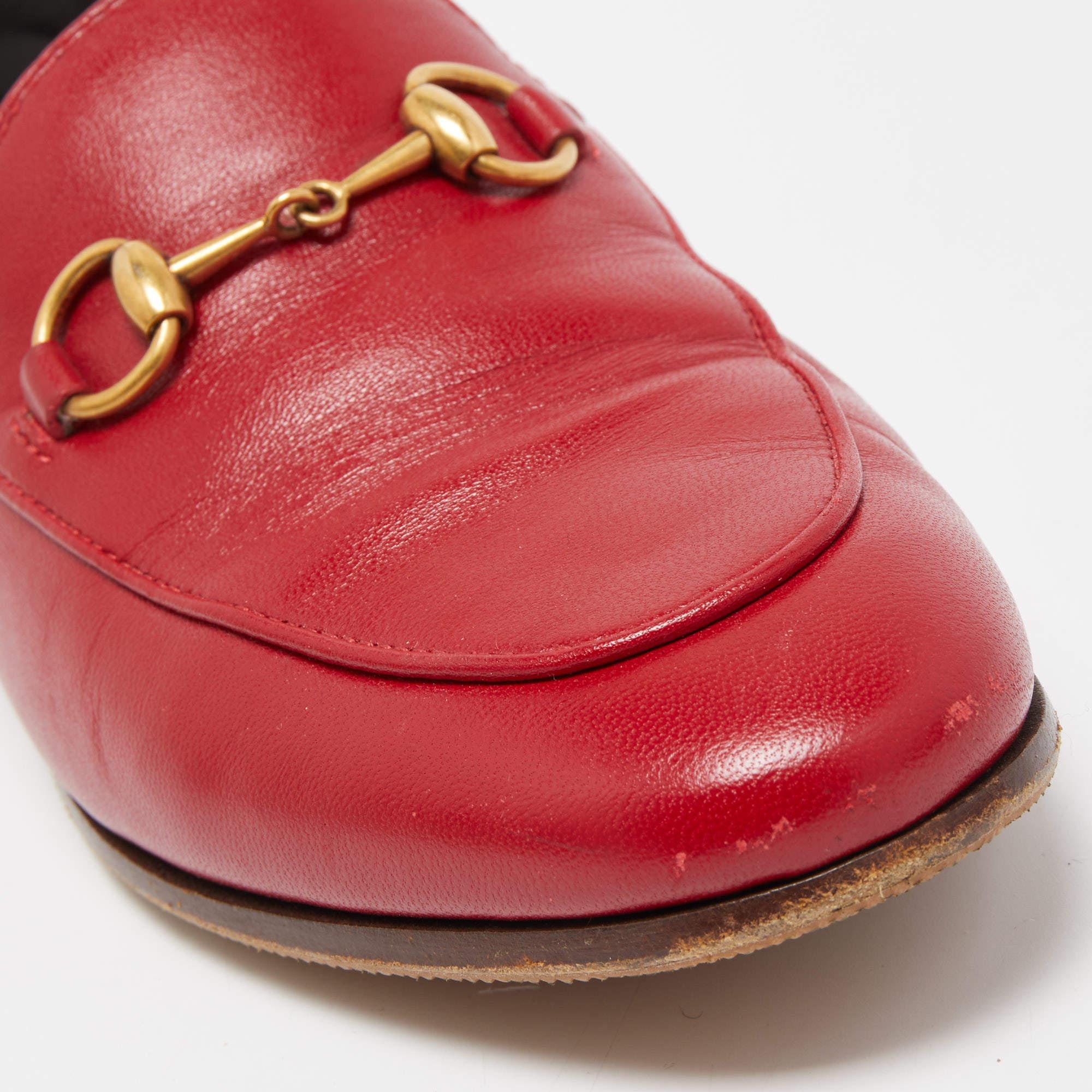 Gucci Red Leather Jordaan Loafers Size 36 2