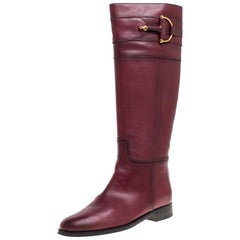 Gucci Red Leather Knee High Boots Size 37.5