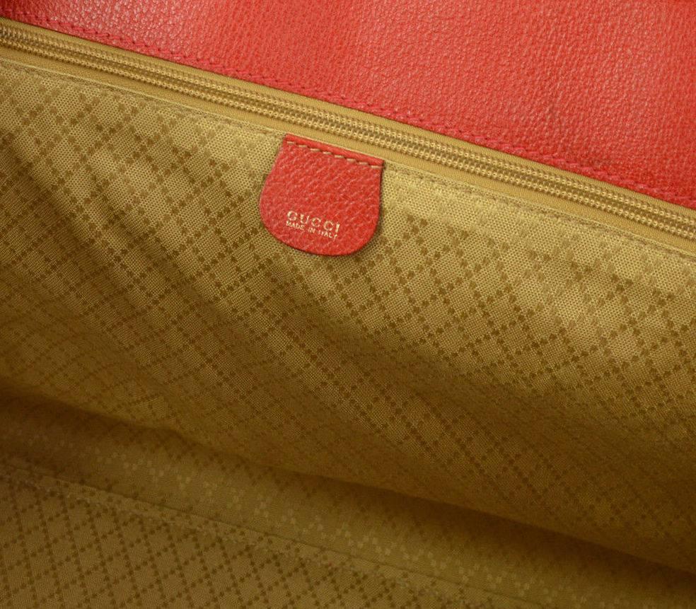 Gucci Red Leather Large Carryall Birkin Style Travel Weekender Top Handle Bag In Excellent Condition In Chicago, IL