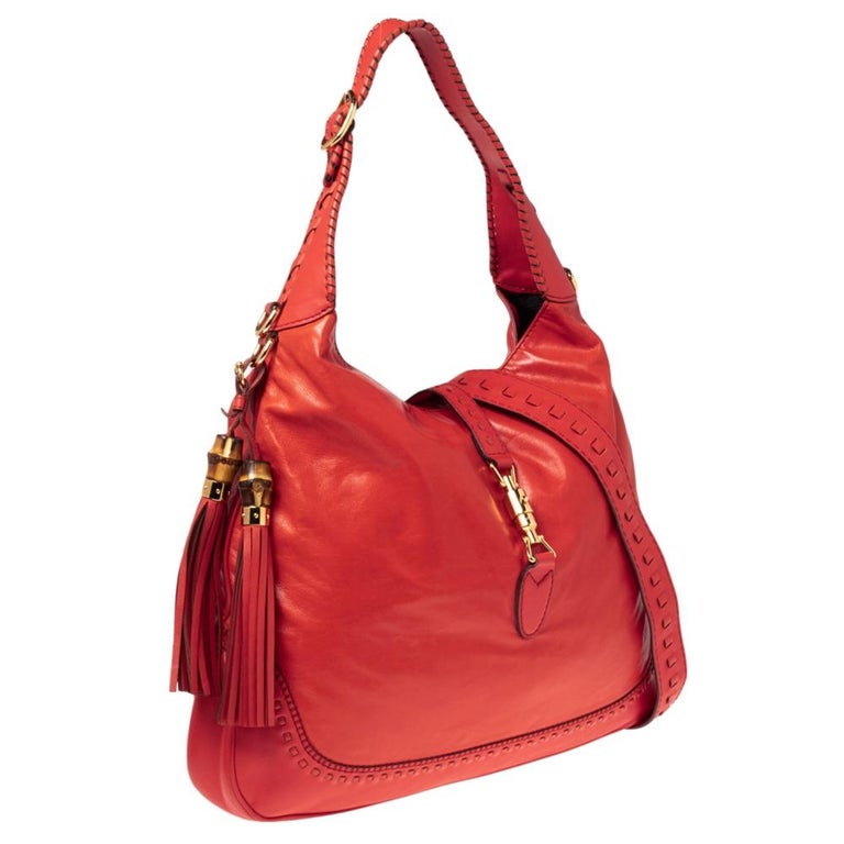 Gucci Red Leather Large New Jackie Hobo at 1stDibs  gucci jackie large, gucci  jackie red, red jackie gucci