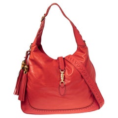 Used Gucci Red Leather Large New Jackie Hobo