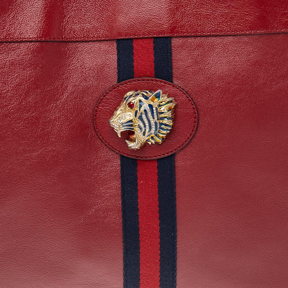 Gucci Red Leather Large Rajah Chain Tote 6