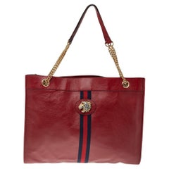Gucci Große Rajah-Ketten-Tasche aus rotem Leder