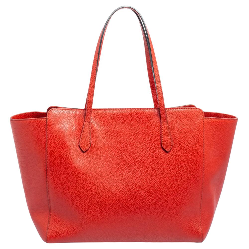 Gucci Red Leather Large Swing Shopper Tote 7