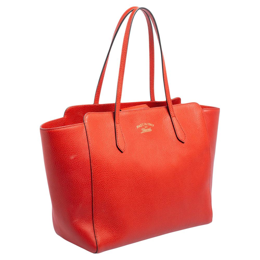 Gucci Red Leather Large Swing Shopper Tote 8
