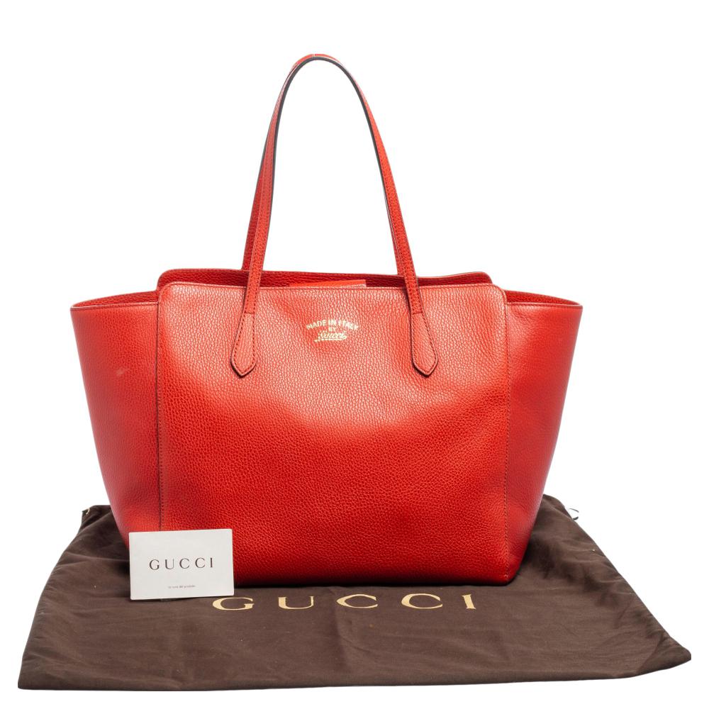 Gucci Red Leather Large Swing Shopper Tote 1