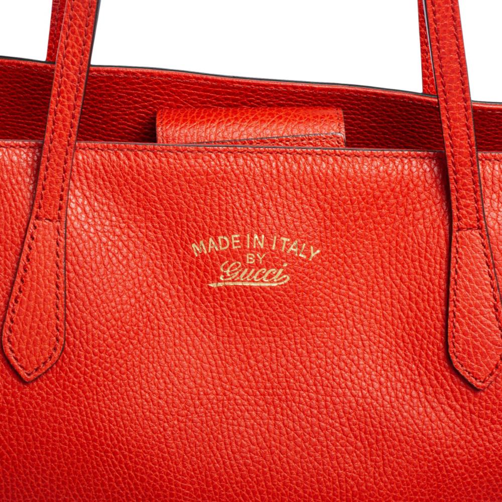 Gucci Red Leather Large Swing Shopper Tote 5
