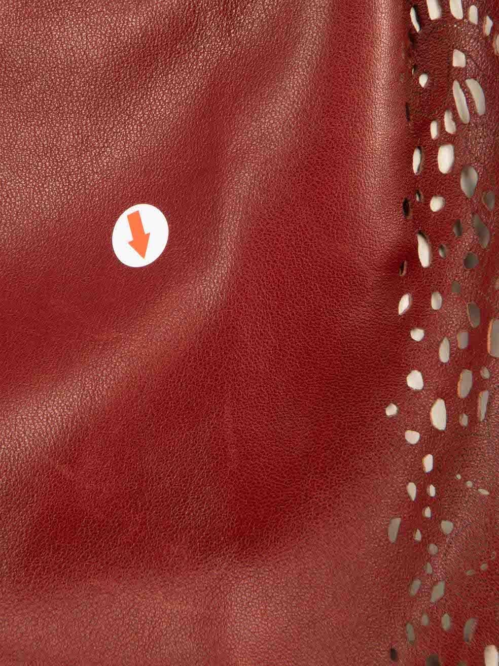 Gucci Red Leather Laser-Cut Jacket Size L In Excellent Condition In London, GB