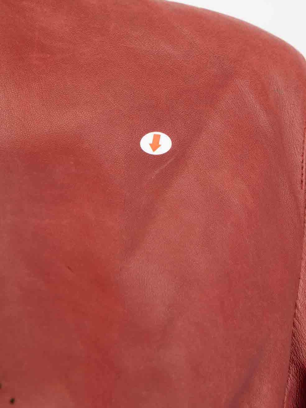 Gucci Red Leather Laser-Cut Jacket Size L 1