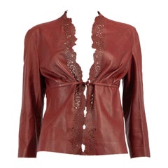 Gucci Red Leather Laser-Cut Jacket Size L