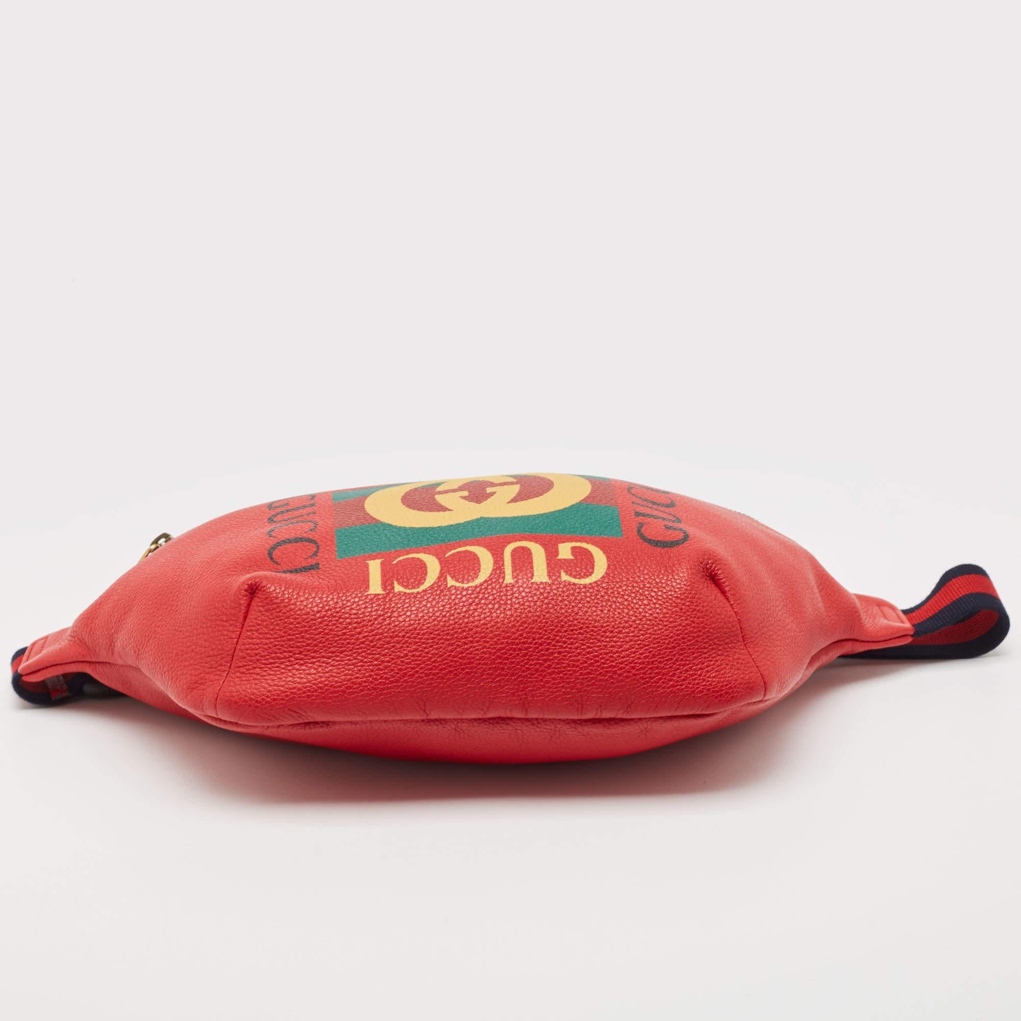 Gucci Red Leather Logo Web Belt Bag 2