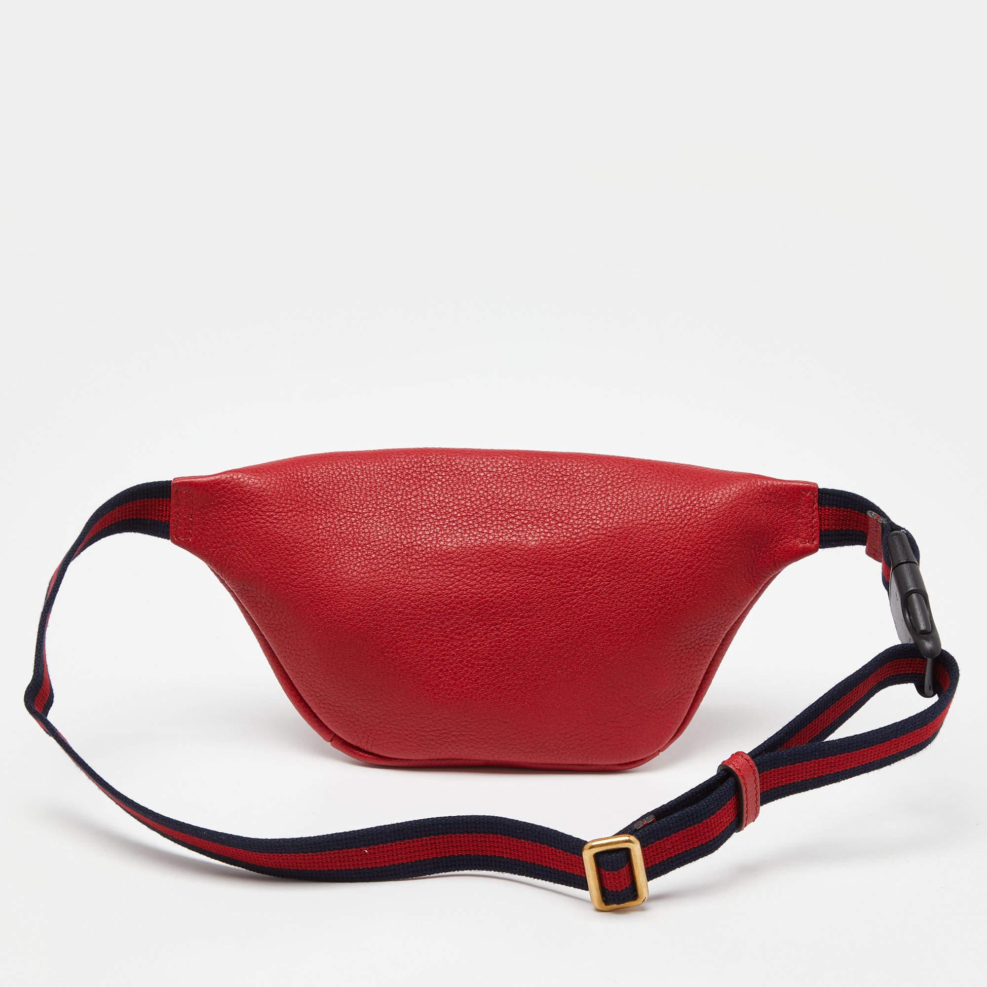 Gucci Red Leather Logo Web Belt Bag 2