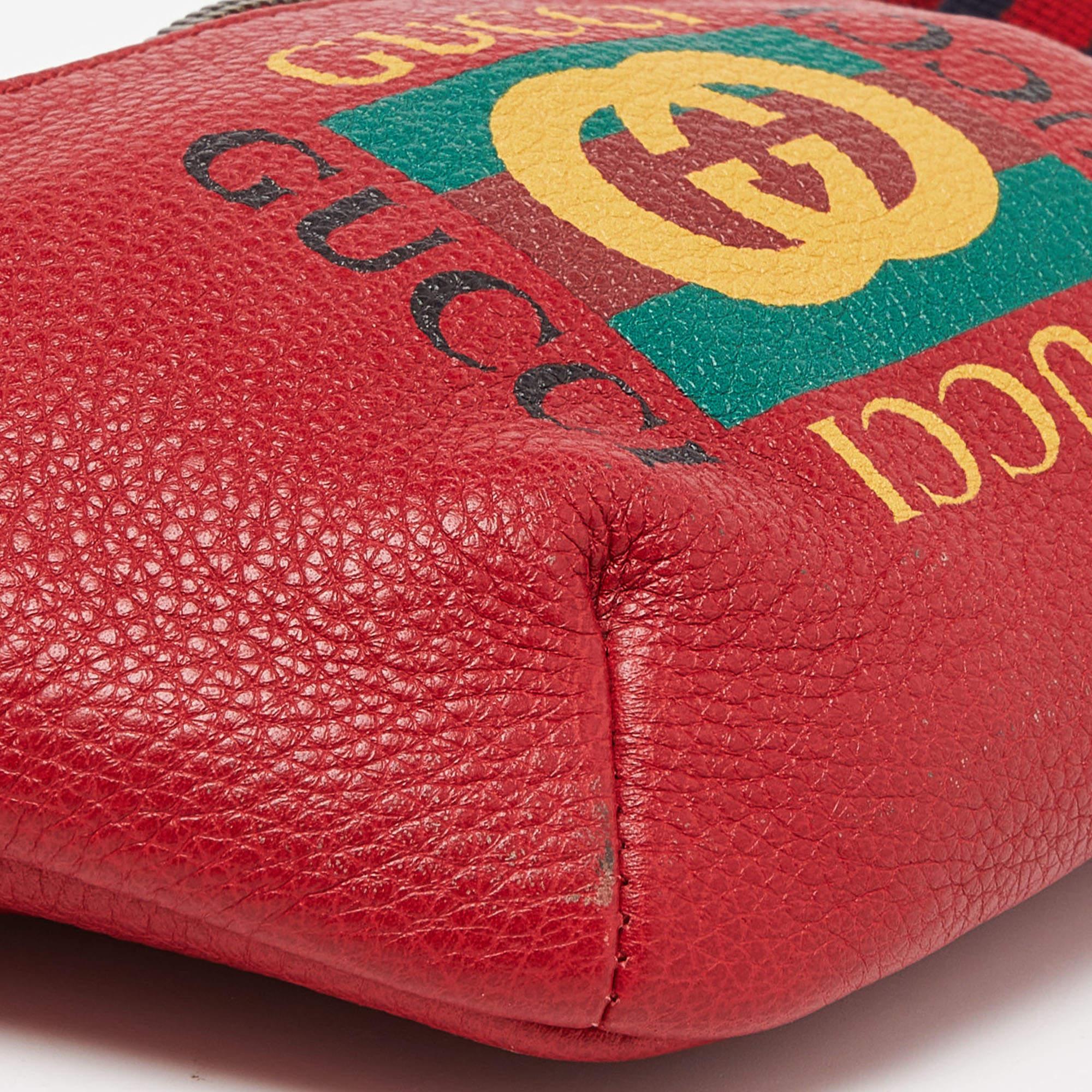 Gucci Red Leather Logo Web Belt Bag For Sale 5