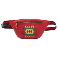Gucci Red Leather Logo Web Belt Bag