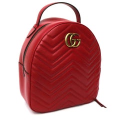 Gucci Red Leather Marmont Backpack