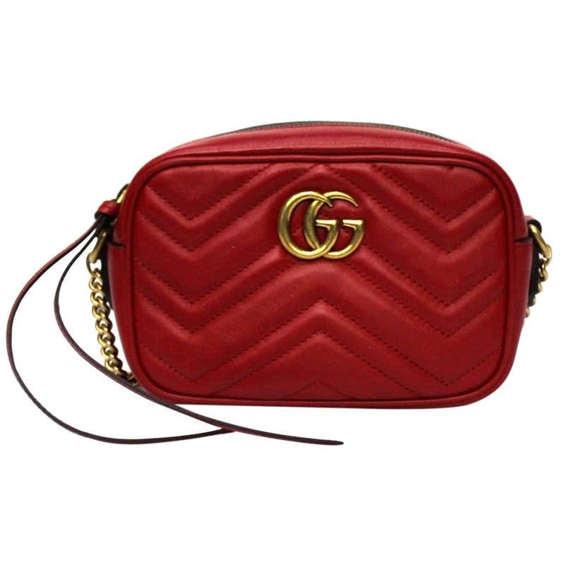 Gucci Red Leather Marmont Bag at 1stDibs