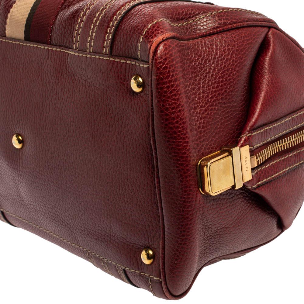 Gucci Red Leather Medium Aviatrix Duffel Bag 6
