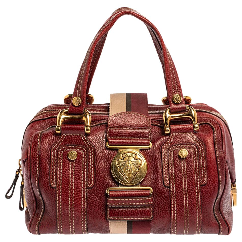 Gucci Red Leather Medium Aviatrix Duffel Bag