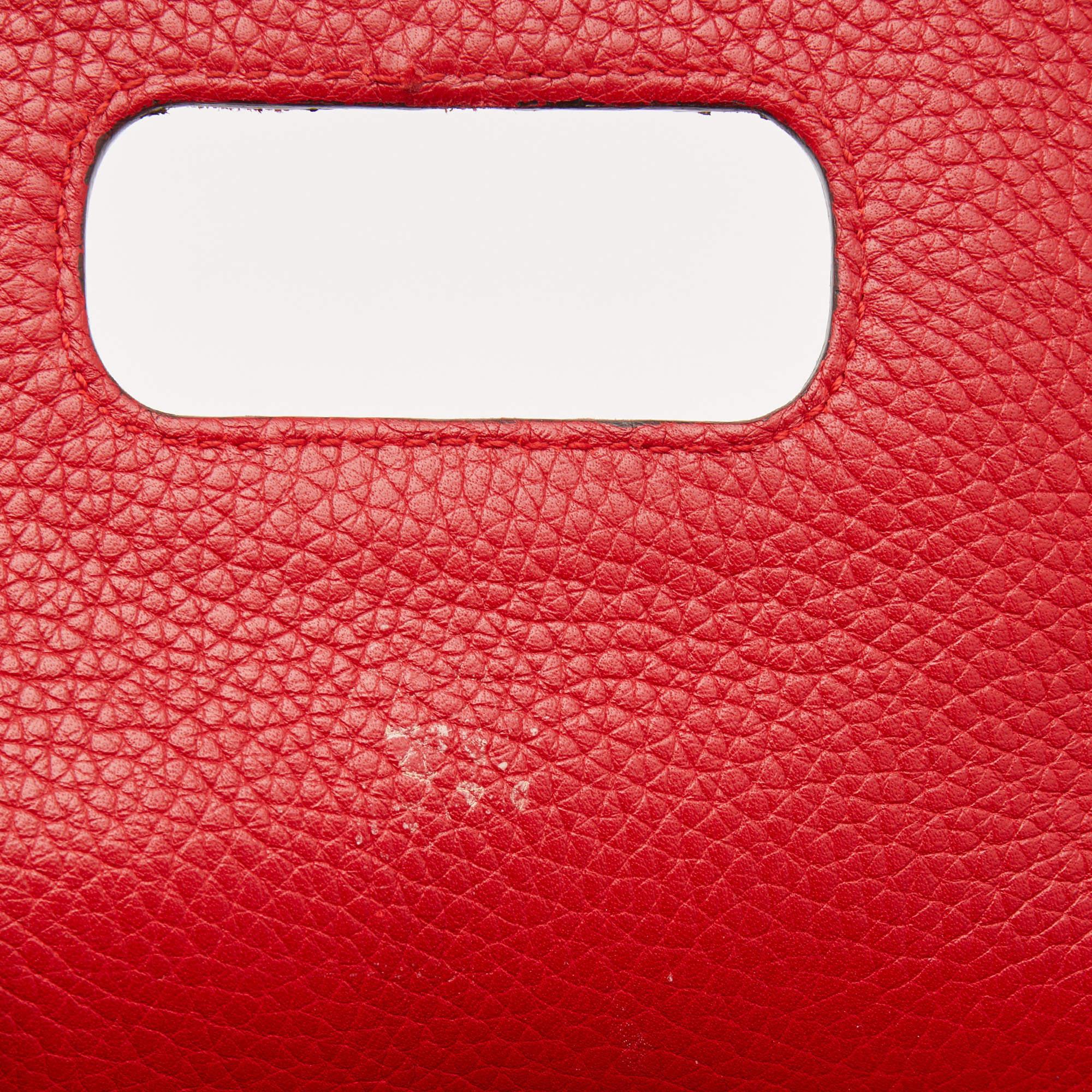 Gucci Rotes Leder Medium Bambus Daily Top Handle Bag aus Leder im Angebot 7