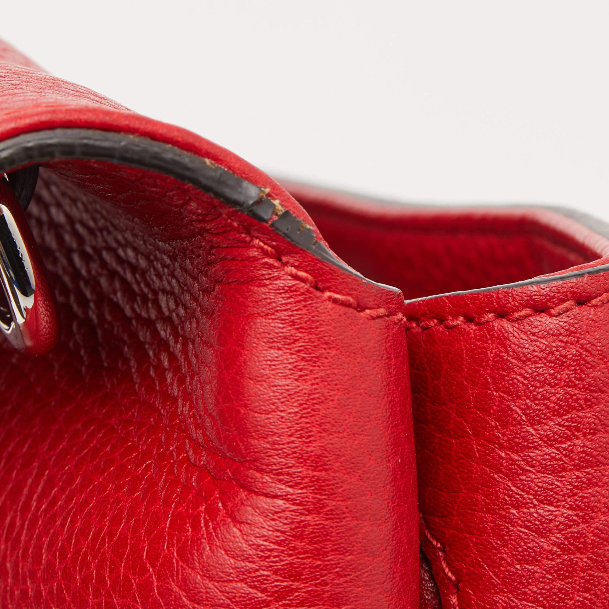 Gucci Rotes Leder Medium Bambus Daily Top Handle Bag aus Leder im Angebot 8