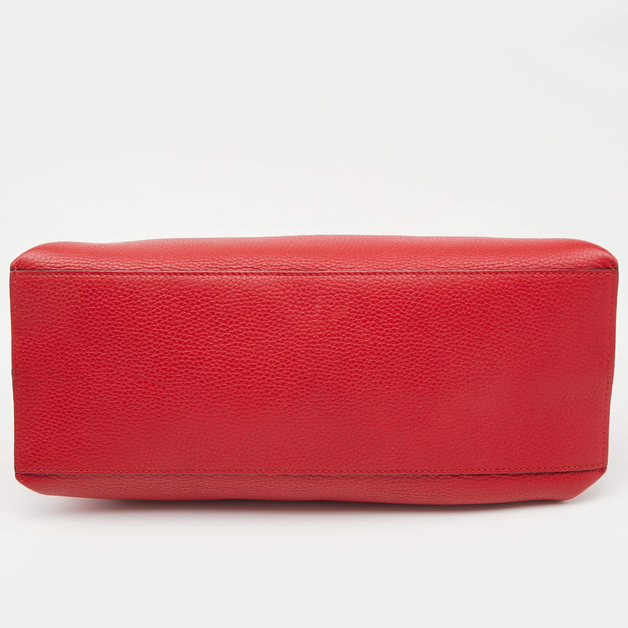Gucci Rotes Leder Medium Bambus Daily Top Handle Bag aus Leder Damen im Angebot
