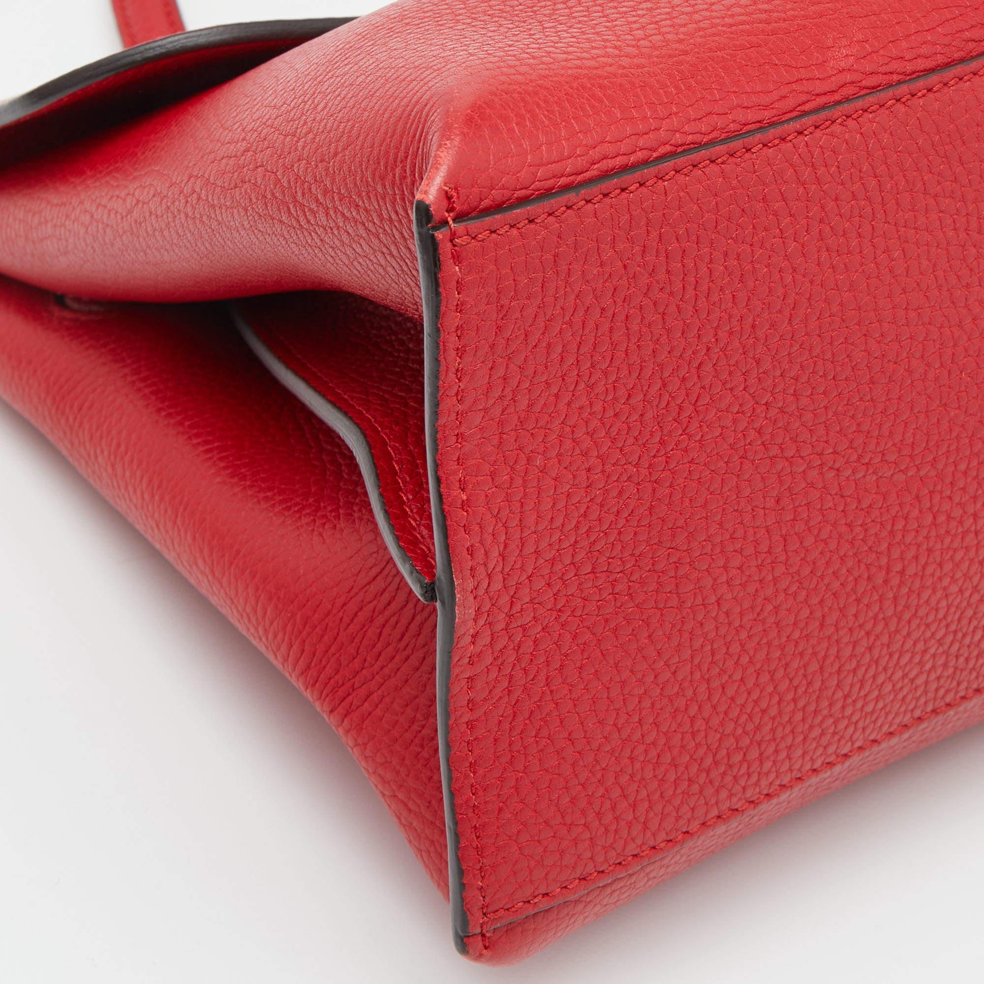 Gucci Rotes Leder Medium Bambus Daily Top Handle Bag aus Leder im Angebot 2