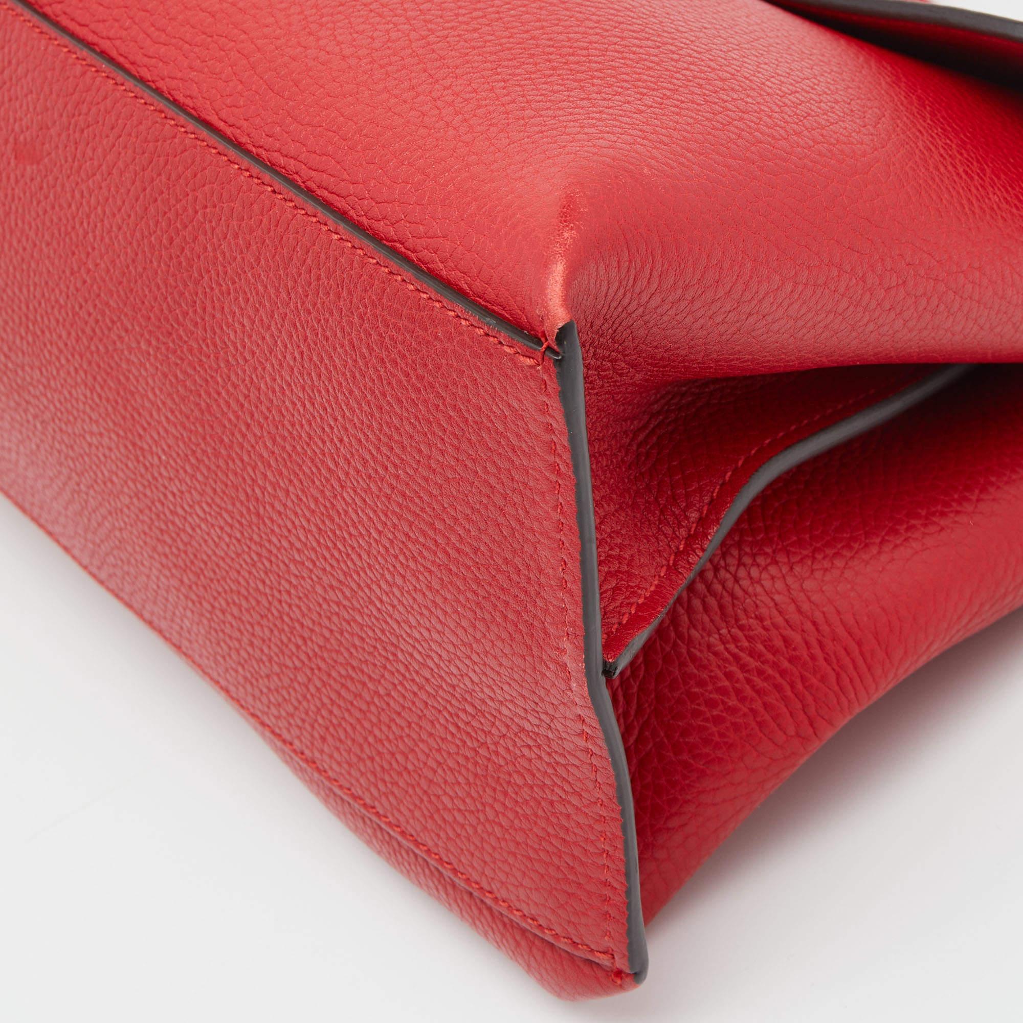 Gucci Rotes Leder Medium Bambus Daily Top Handle Bag aus Leder im Angebot 3