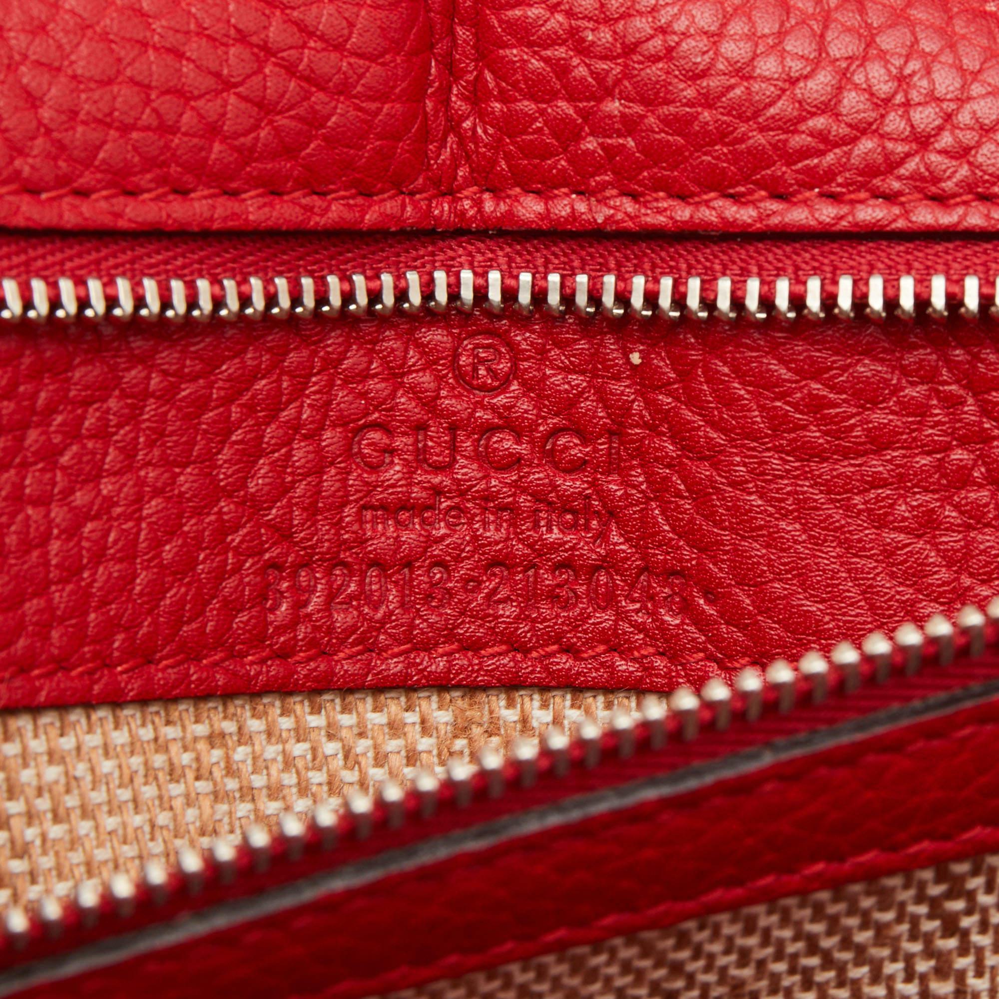 Gucci Rotes Leder Medium Bambus Daily Top Handle Bag aus Leder im Angebot 5