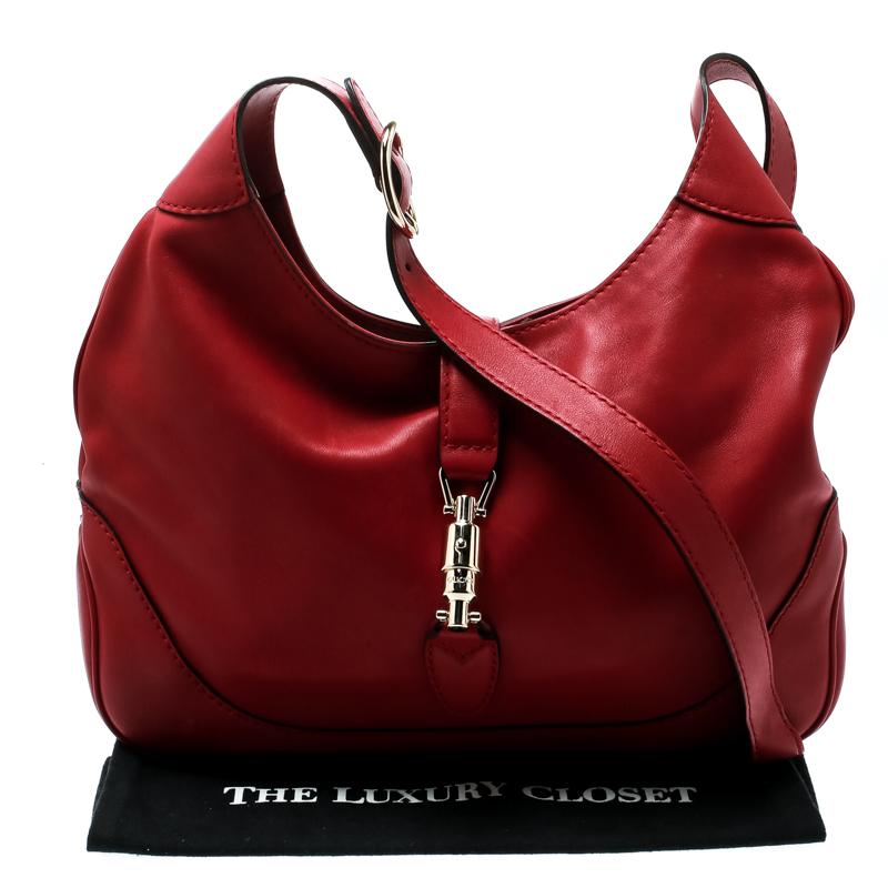 Gucci Red Leather Medium New Jackie Hobo 6