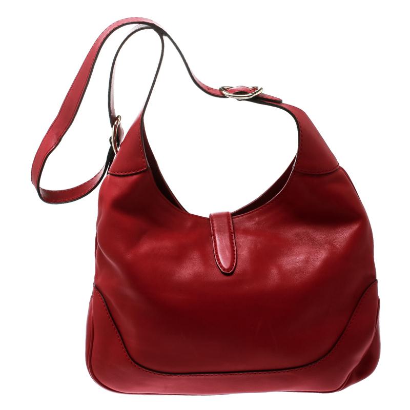 Women's Gucci Red Leather Medium New Jackie Hobo