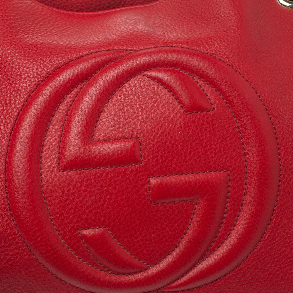 Gucci Red Leather Medium Soho Tote 4