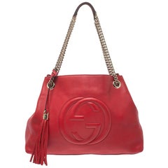 Gucci Red Leather Medium Soho Tote