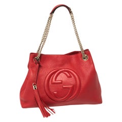 Gucci Red Leather Medium Soho Tote