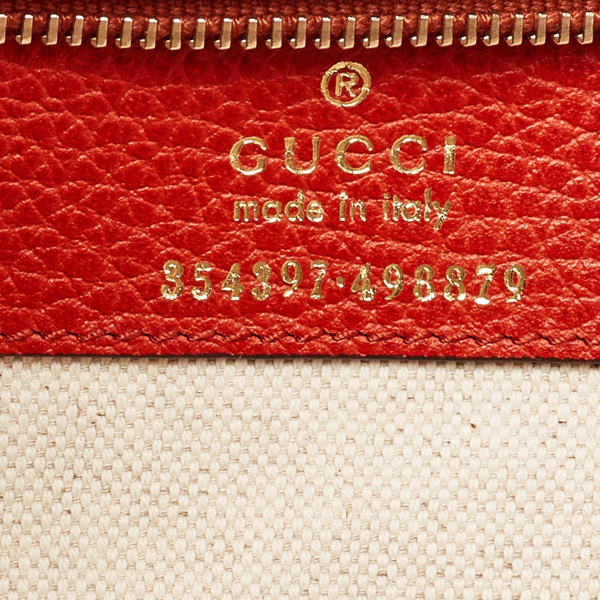  Gucci Red Leather Medium Swing Tote 8