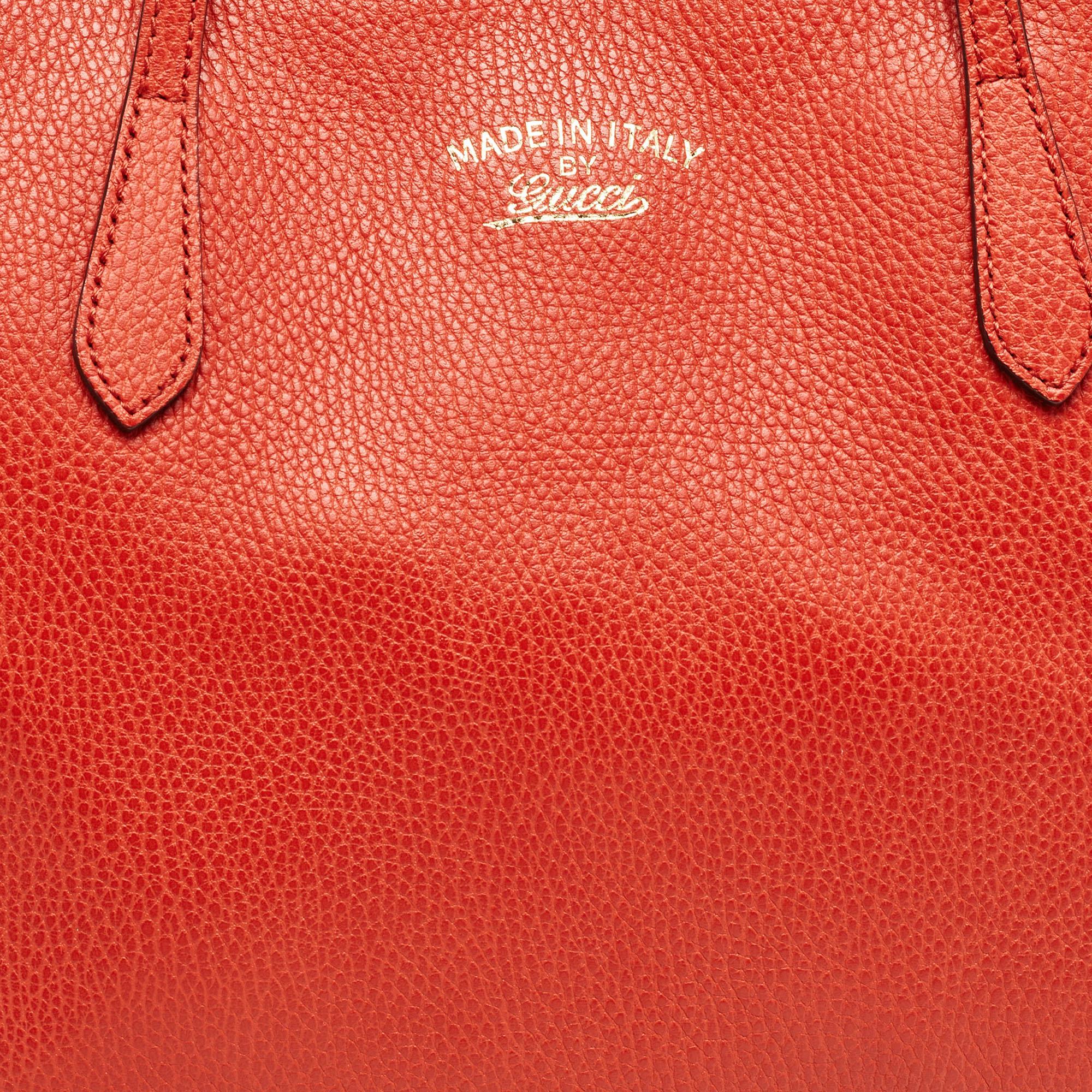  Gucci Red Leather Medium Swing Tote 1