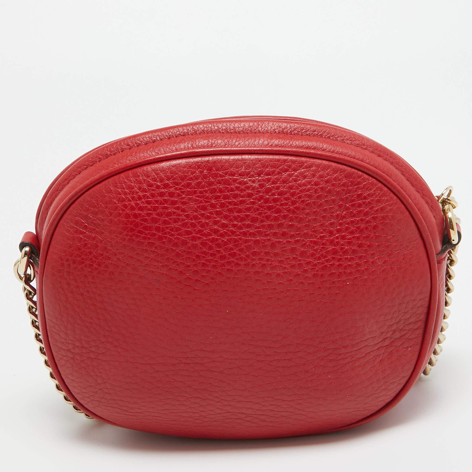 Women's Gucci Red Leather Mini Soho Disco Chain Crossbody Bag